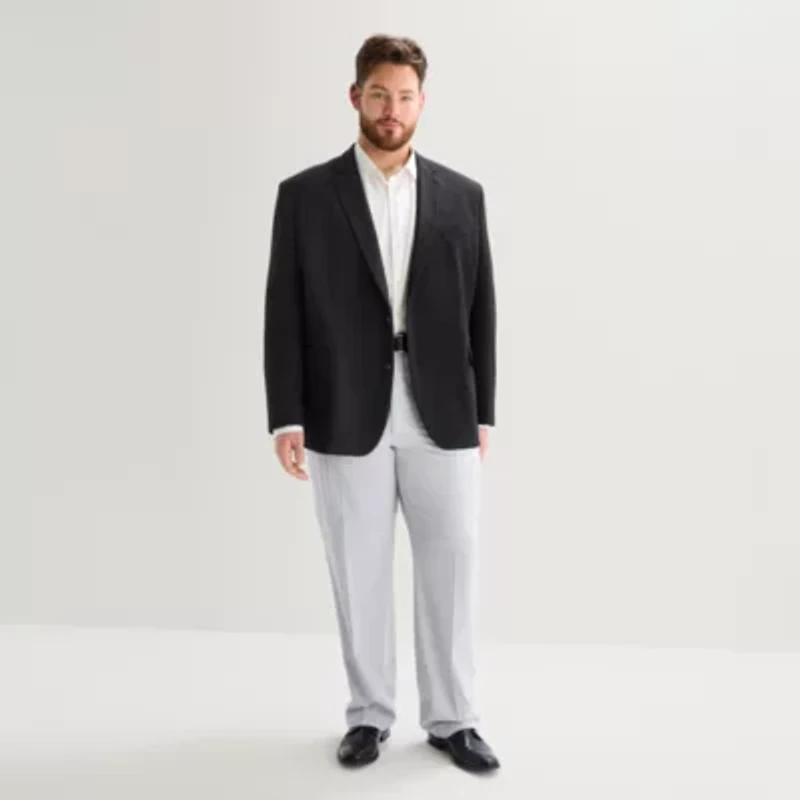 J. Ferrar 360 Stretch Knit Texture Mens Big and Tall Fabric Regular Fit Sport Coat