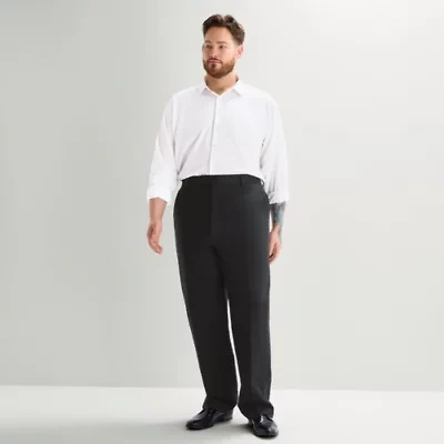 J. Ferrar Linen Blend Texture Mens Straight Fit Big and Tall Flat Front Pant