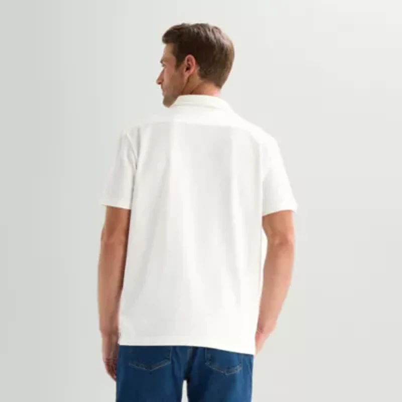 Stafford Diamond Texture Mens Short Sleeve Regular Fit Button-Down Shirt