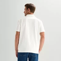 Stafford Diamond Texture Mens Short Sleeve Regular Fit Button-Down Shirt