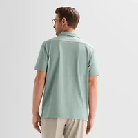 Stafford Diamond Texture Mens Short Sleeve Regular Fit Button-Down Shirt