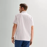 Stafford Geo Print Mens Regular Fit Button-Down Shirt