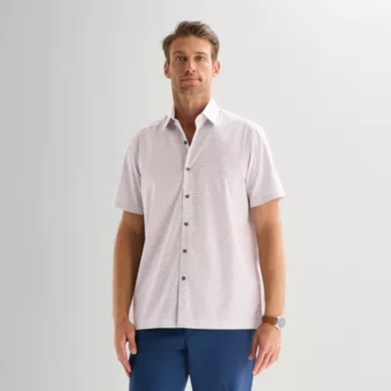 Stafford Geo Print Mens Regular Fit Button-Down Shirt