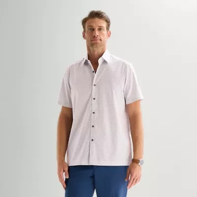 Stafford Geo Print Mens Regular Fit Button-Down Shirt