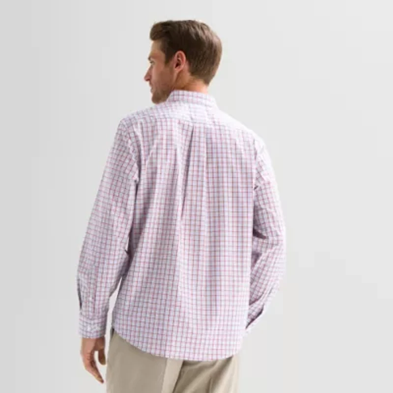 Stafford Multi Plaid Mens Long Sleeve Regular Fit Button-Down Shirt