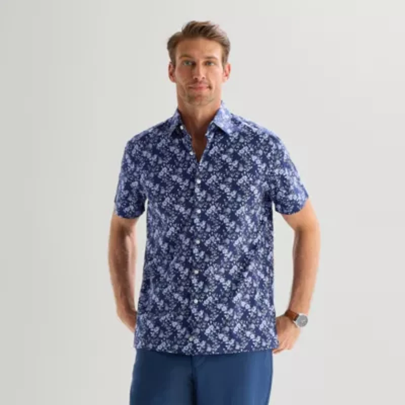 Stafford Tonal Floral Mens Regular Fit Button-Down Shirt