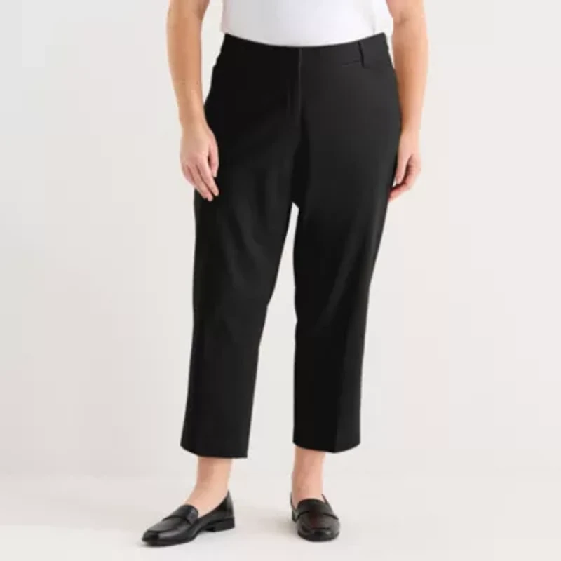 Liz Claiborne Womens Plus Ankle Mid Rise Pant