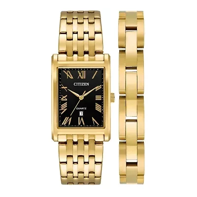 Citizen Mens Gold Tone Stainless Steel Watch Boxed Set Bh3002-62e