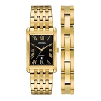 Citizen Mens Gold Tone Stainless Steel Watch Boxed Set Bh3002-62e