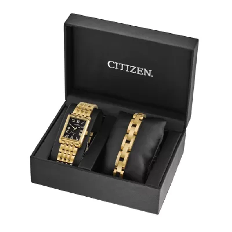 Citizen Mens Gold Tone Stainless Steel Watch Boxed Set Bh3002-62e