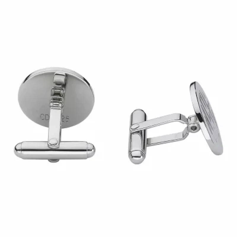 Personalized Sterling Silver Round Cuff Links