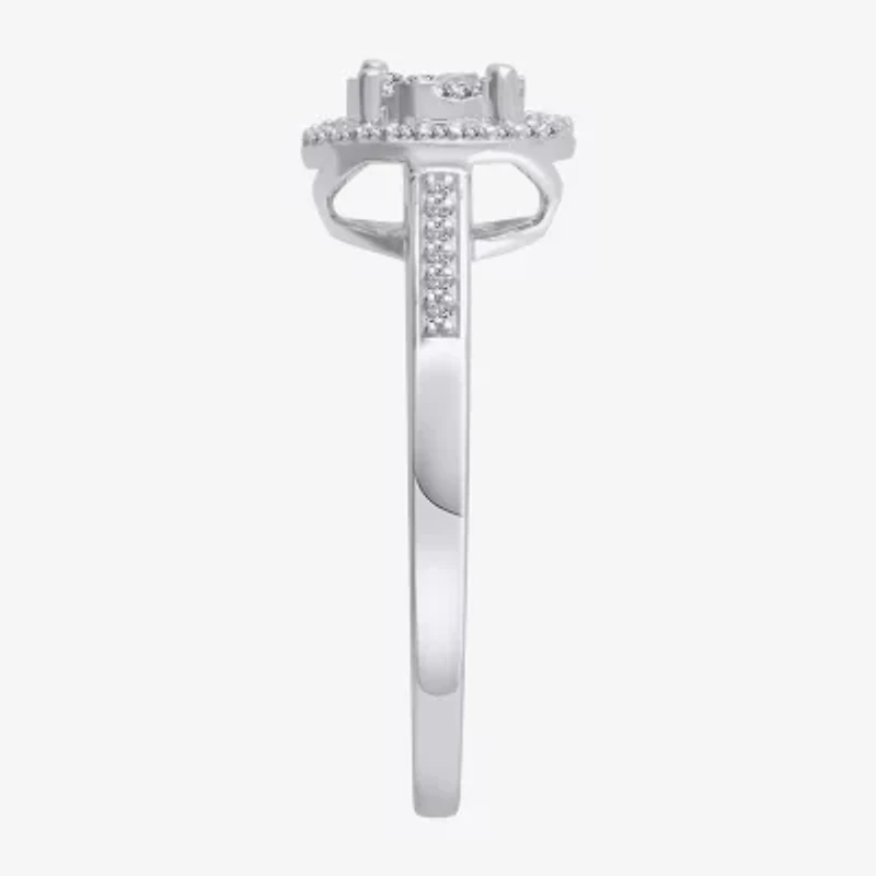 Diamond Blossom Womens 1/4 CT. T.W. Natural White 10K Gold Halo Cocktail Ring