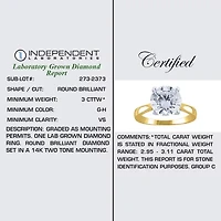 H-I / Si2) Womens / CT. Lab Grown White Diamond 14K Gold Round Solitaire Engagement Ring