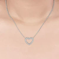 (H-I / I1) Womens 1/4 CT. T.W. Lab Grown White Diamond 10K Gold Heart 18 Inch Pendant Necklace