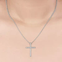 (H-I / I1) Womens 1/4 CT. T.W. Lab Grown White Diamond 10K Gold Cross 18 Inch Pendant Necklace