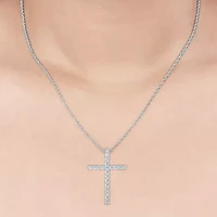 (H-I / I1) Womens 1/2 CT. T.W. Lab Grown White Diamond 10K Gold Cross 18 Inch Pendant Necklace