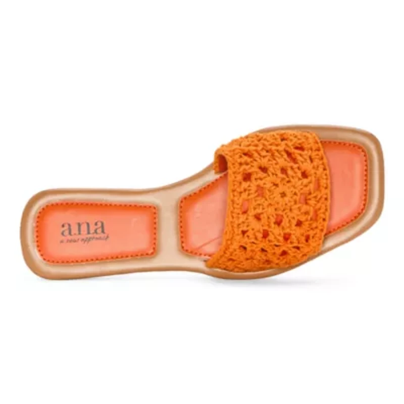 a.n.a Womens Corchet Slide Flat Sandals