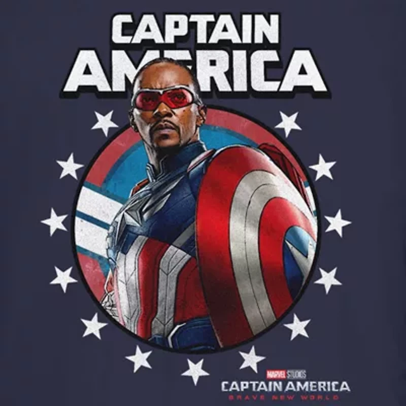 Marvel Captain America Brave New World Tee Womens Crew Neck Short Sleeve Regular Fit Juniors Graphic T-Shirt