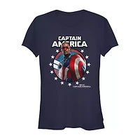 Marvel Captain America Brave New World Tee Womens Crew Neck Short Sleeve Regular Fit Juniors Graphic T-Shirt
