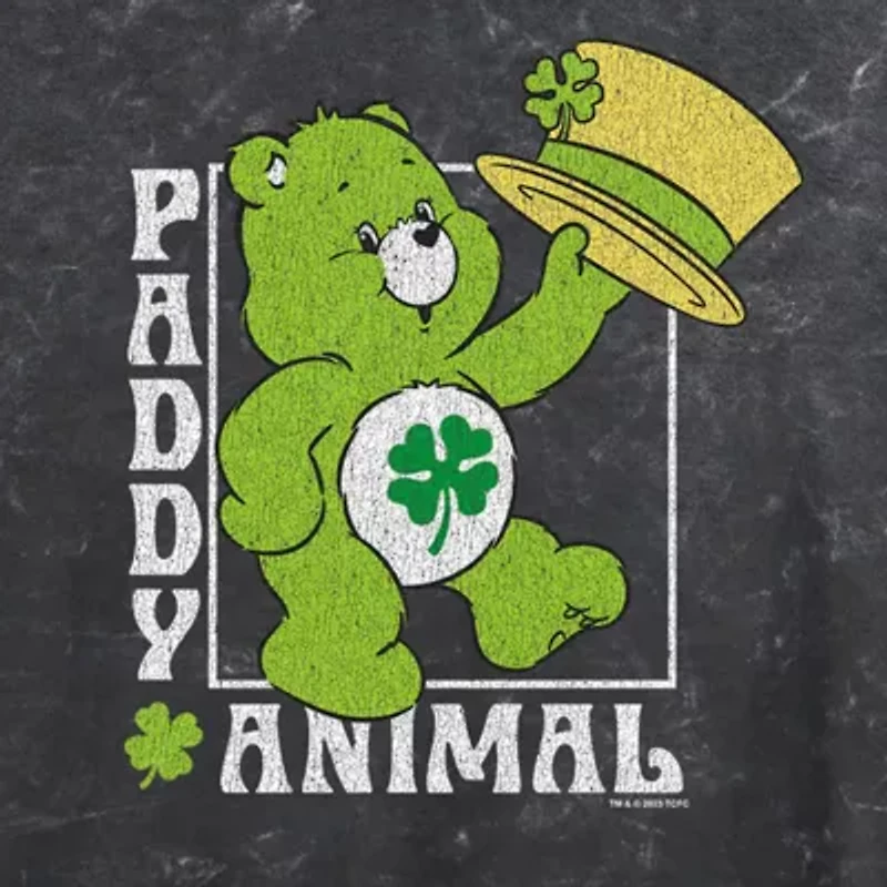 Paddy Animal Cropped Tee Womens Juniors Crew Neck Short Sleeve Regular Fit Care Bears Graphic T-Shirt