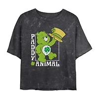Paddy Animal Cropped Tee Womens Juniors Crew Neck Short Sleeve Regular Fit Care Bears Graphic T-Shirt