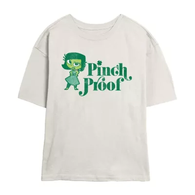 Envy Pinch Proof Tee Womens Juniors Crew Neck Short Sleeve Regular Fit Inside Out Graphic T-Shirt