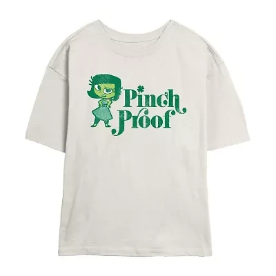 Envy Pinch Proof Tee Womens Juniors Crew Neck Short Sleeve Regular Fit Inside Out Graphic T-Shirt