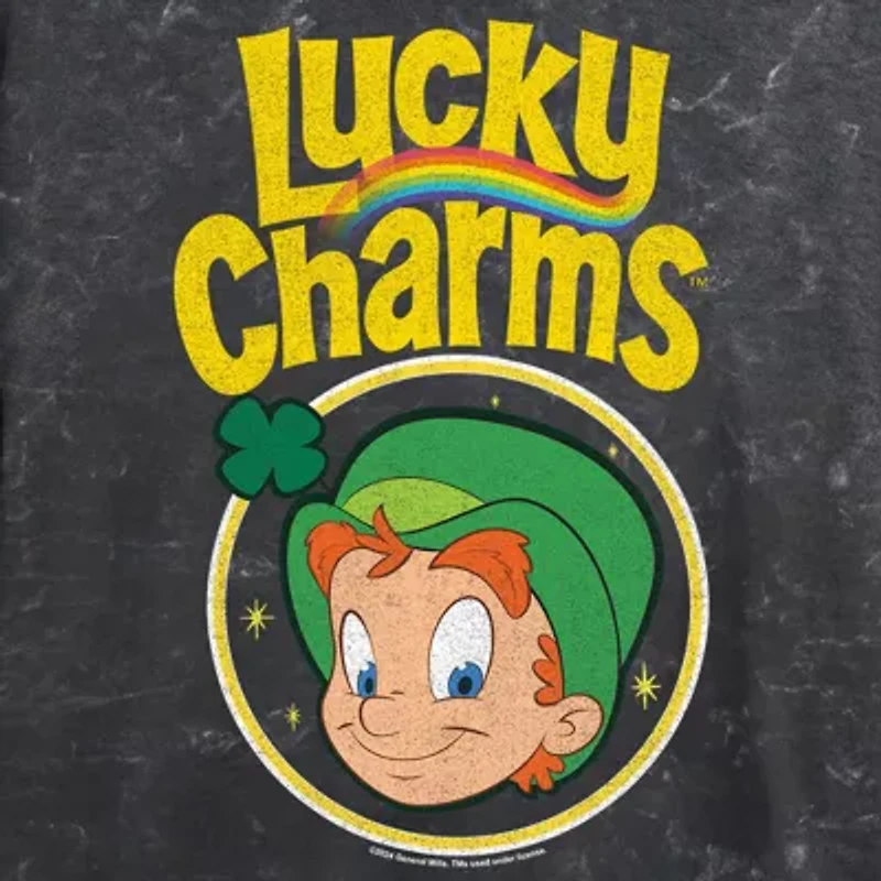 Lucky Charms Cropped Tee Womens Juniors Crew Neck Short Sleeve Regular Fit Graphic T-Shirt