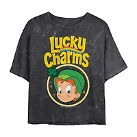 Lucky Charms Cropped Tee Womens Juniors Crew Neck Short Sleeve Regular Fit Graphic T-Shirt