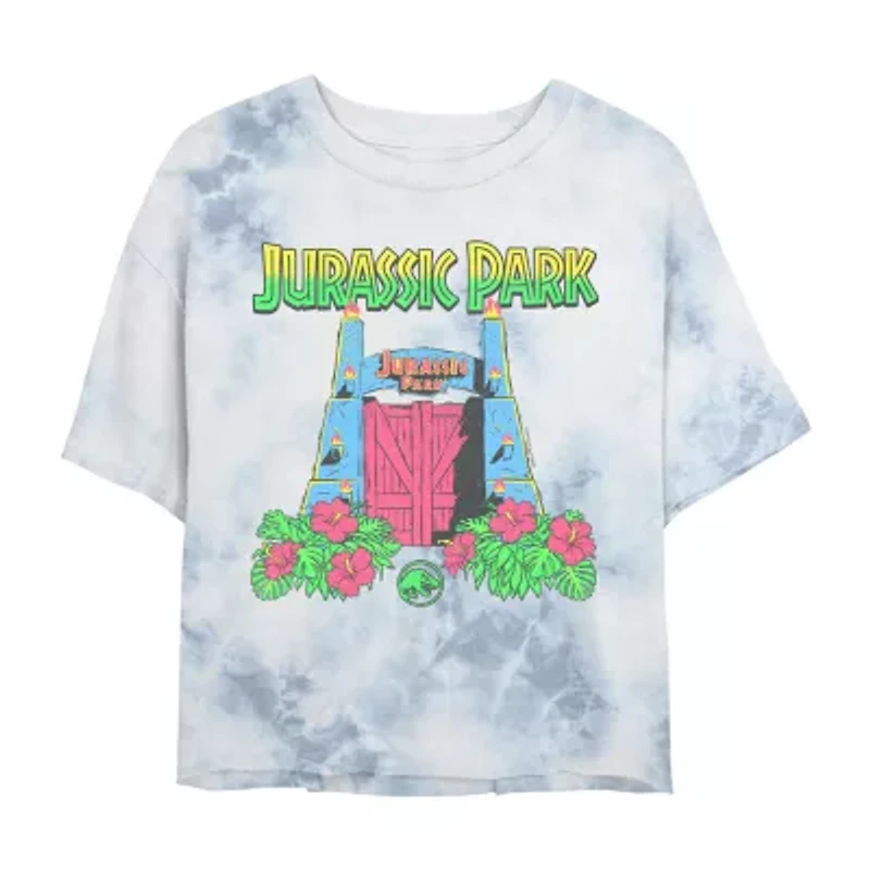 Jurassic Park Cropped Tee Womens Juniors Crew Neck Short Sleeve Regular Fit Graphic T-Shirt