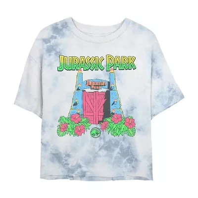 Jurassic Park Cropped Tee Womens Juniors Crew Neck Short Sleeve Regular Fit Graphic T-Shirt