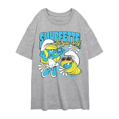 Smurfette Be Yourself Tee Womens Crew Neck Short Sleeve Regular Fit Smurfs Juniors Graphic T-Shirt