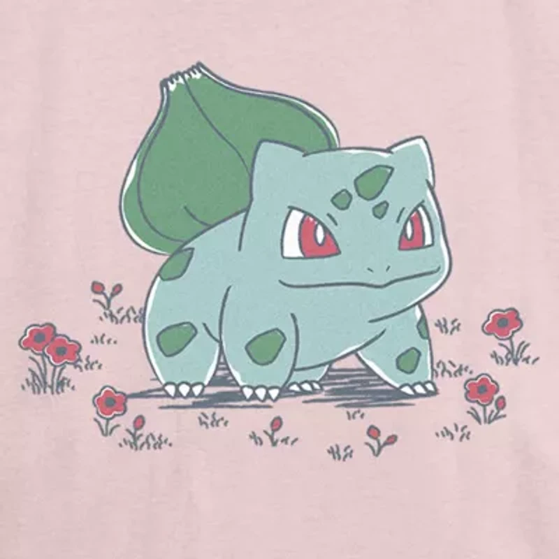 Bulbasaur Tee Womens Juniors Crew Neck Short Sleeve Regular Fit Pokeman Graphic T-Shirt