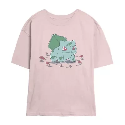 Bulbasaur Tee Womens Juniors Crew Neck Short Sleeve Regular Fit Pokeman Graphic T-Shirt
