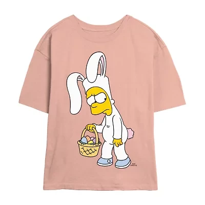 Bunny Bart Tee Womens Juniors Crew Neck Short Sleeve Regular Fit The Simpsons Graphic T-Shirt