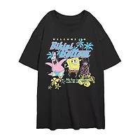 Womens Crew Neck Short Sleeve Regular Fit Spongebob Juniors Graphic T-Shirt