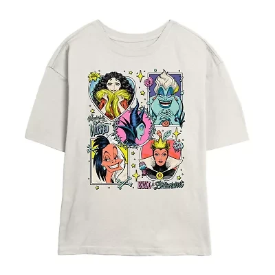 Disney Villians Evils And Bittersweet Tee Womens Crew Neck Short Sleeve Regular Fit Juniors Graphic T-Shirt