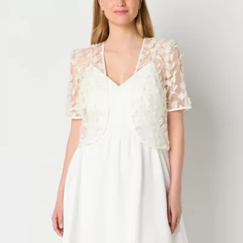Maya Brooke Womens Short Sleeve Shrug