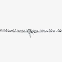 F / Si1) Womens White Diamond 10K White Gold 16 Inch Tennis Necklace
