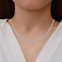 F / Si1) Womens White Diamond 10K White Gold 16 Inch Tennis Necklace