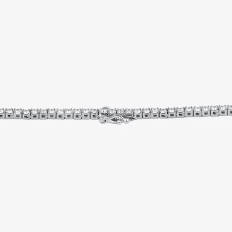 (F / Si1) Womens White Diamond 10K White Gold 16 Inch Tennis Necklace