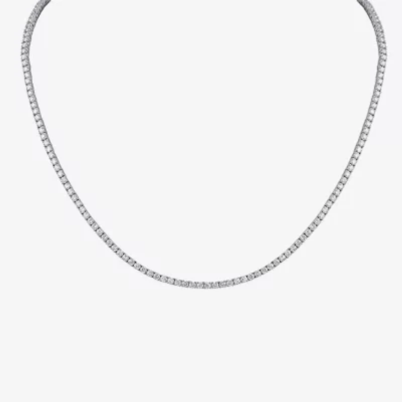 (F / Si1) Womens White Diamond 10K White Gold 16 Inch Tennis Necklace
