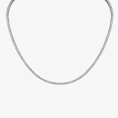 (F / Si1) Womens White Diamond 10K White Gold 16 Inch Tennis Necklace