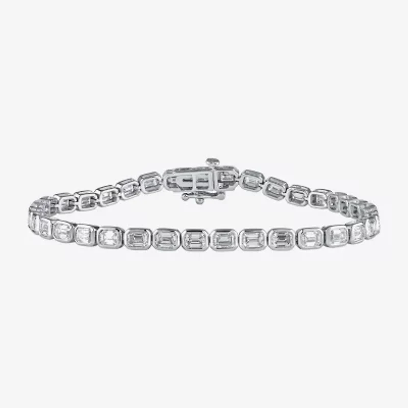(F / Si1) Womens 5 CT. T.W. Lab Grown White Diamond 10K White Gold 7 Inch Tennis Bracelet