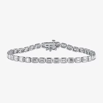 (F / Si1) Womens 5 CT. T.W. Lab Grown White Diamond 10K White Gold 7 Inch Tennis Bracelet