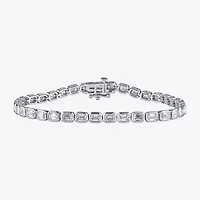 (F / Si1) Womens 5 CT. T.W. Lab Grown White Diamond 10K White Gold 7 Inch Tennis Bracelet