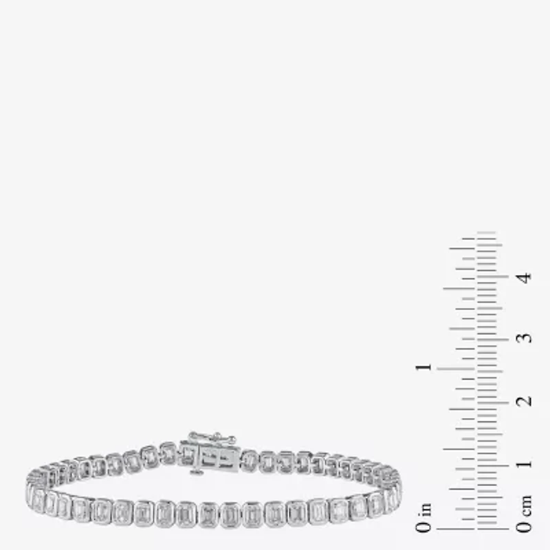 (F / Si1) Womens 5 CT. T.W. Lab Grown White Diamond 10K White Gold 7 Inch Tennis Bracelet