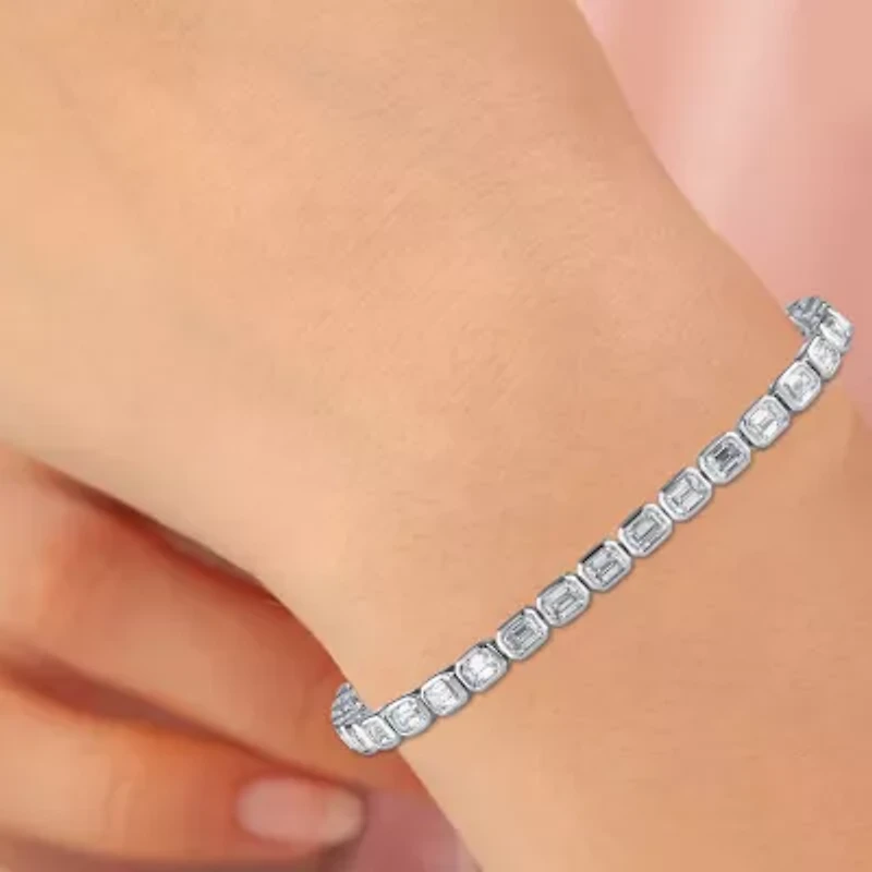 (F / Si1) Womens 5 CT. T.W. Lab Grown White Diamond 10K White Gold 7 Inch Tennis Bracelet