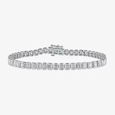 (F / Si1) Womens 5 CT. T.W. Lab Grown White Diamond 10K White Gold 7 Inch Tennis Bracelet