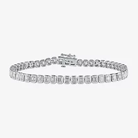 (F / Si1) Womens 5 CT. T.W. Lab Grown White Diamond 10K White Gold 7 Inch Tennis Bracelet